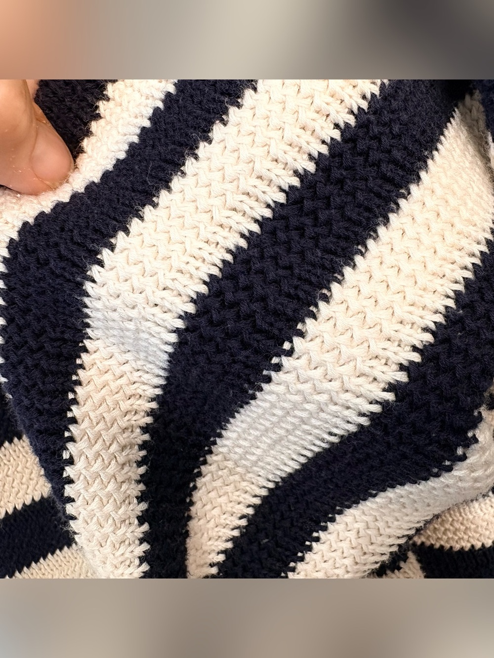 TALBOTS Navy Blue Striped Hoodie Sweater Kangaroo Pocket Nautical Preppy XL - Picture 5 of 6